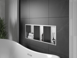Mexen X-Wall-R výklenková polica s prírubou a poličkou 90 x 30 cm, inox - 1910903010S