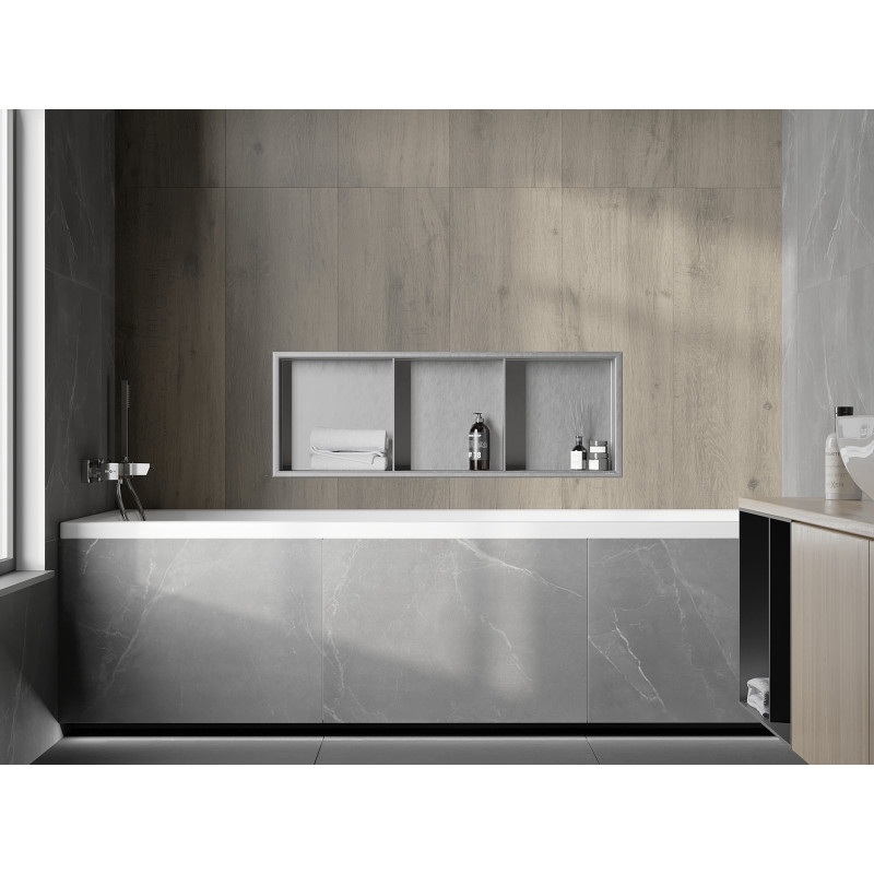 Mexen X-Wall-R výklenková polica s prírubou a poličkou 90 x 30 cm, inox - 1910903010S
