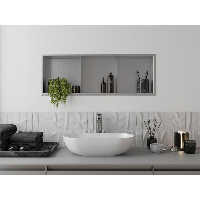 Mexen X-Wall-R nástenná polica s lemom a policou 90 x 30 cm, inox - 1910903010S