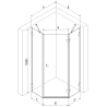 Mexen Lunar päťhranná sprchová kabína pravá otváracia 80 x 90 cm, transparentná, brúsená gun gray - 831-080P-090L-66-00-P