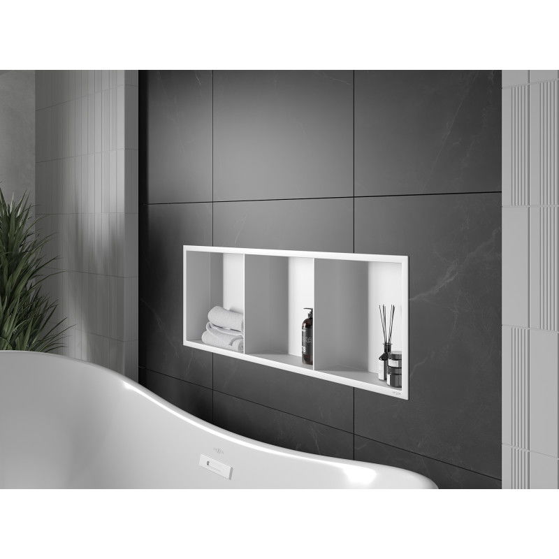 Mexen X-Wall-R výklenková polička s prírubou a policou 90 x 30 cm, biela - 1920903010S