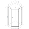 Mexen Lunar päťuholníkový sprchovací kút s pravými dverami 80 x 80 cm, priehľadný, zlatý - 831-080P-080L-50-00-P