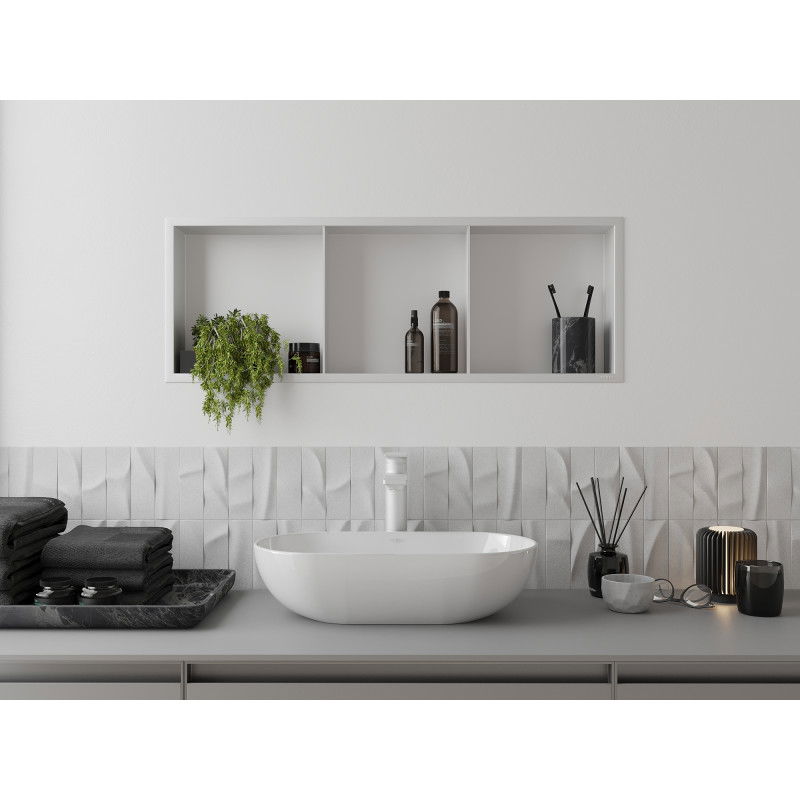 Mexen X-Wall-R výklenková polička s prírubou a policou 90 x 30 cm, biela - 1920903010S