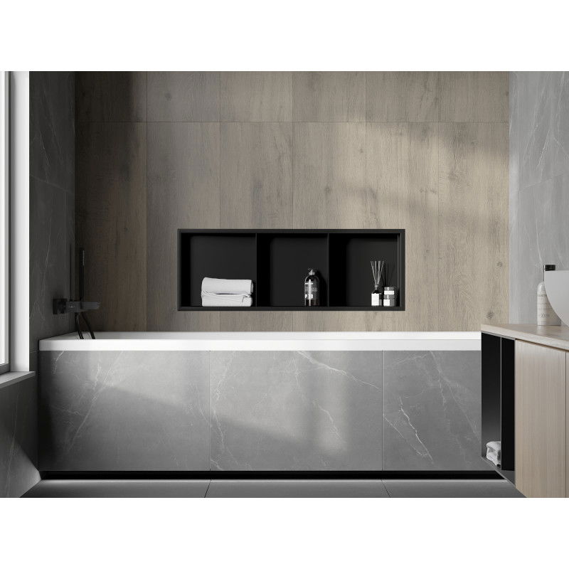 Mexen X-Wall-R vstavaná polička s lemom a policou 90 x 30 cm, čierna - 1970903010S