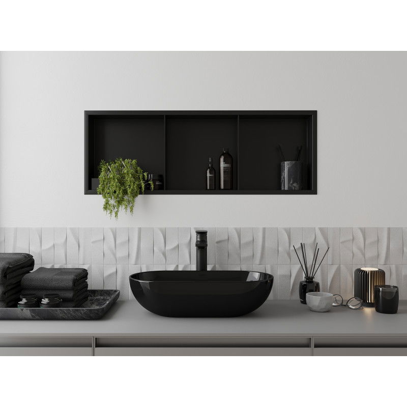 Mexen X-Wall-R vstavaná polička s lemom a policou 90 x 30 cm, čierna - 1970903010S