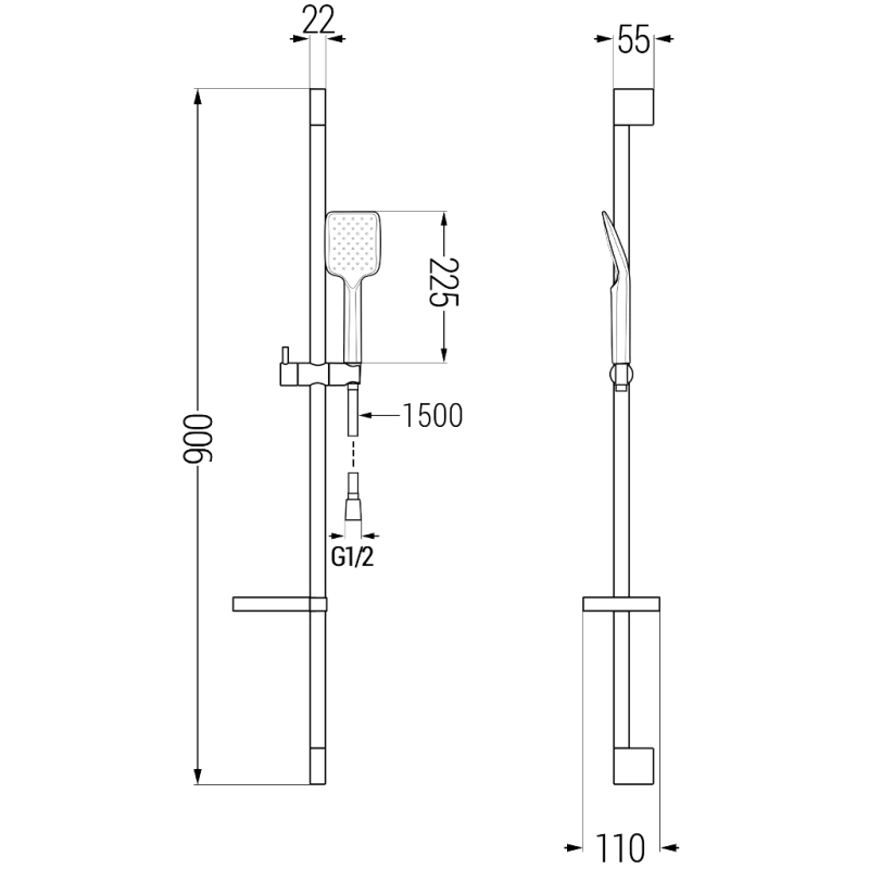 Mexen DS62 posuvná sprchová súprava, chróm - 785624583-00