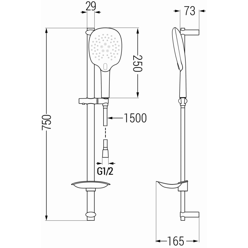 Mexen DB22 súprava posuvnej sprchy, chróm - 785224584-00