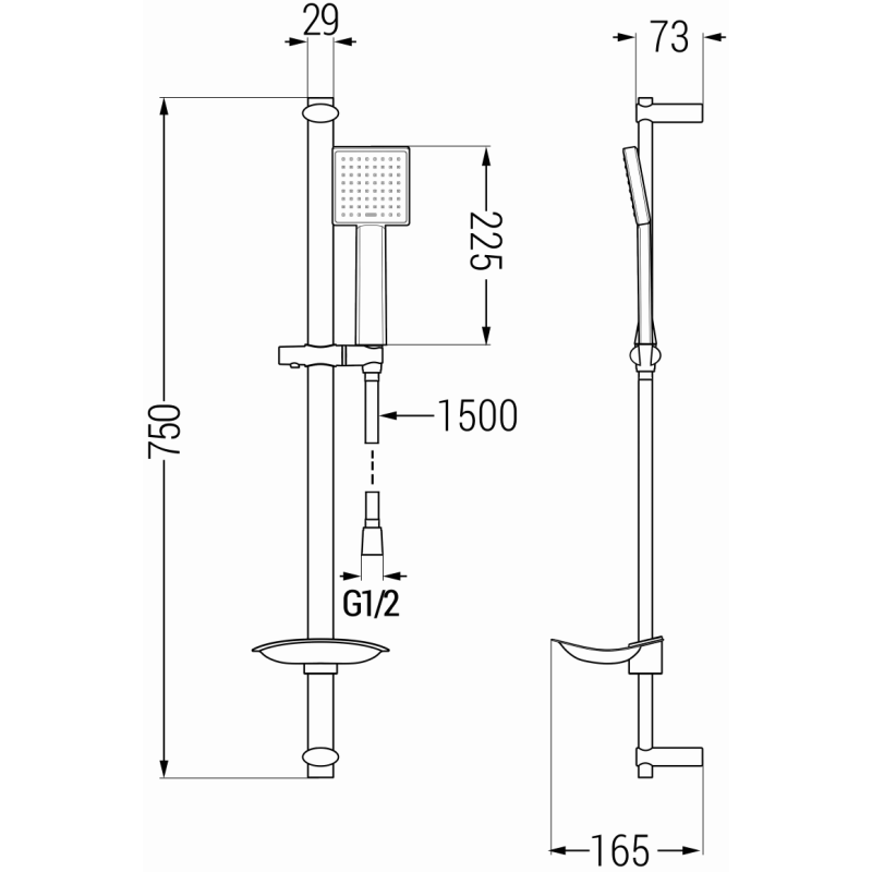 Mexen DB45 súprava posuvnej sprchy, čierna - 785454584-70