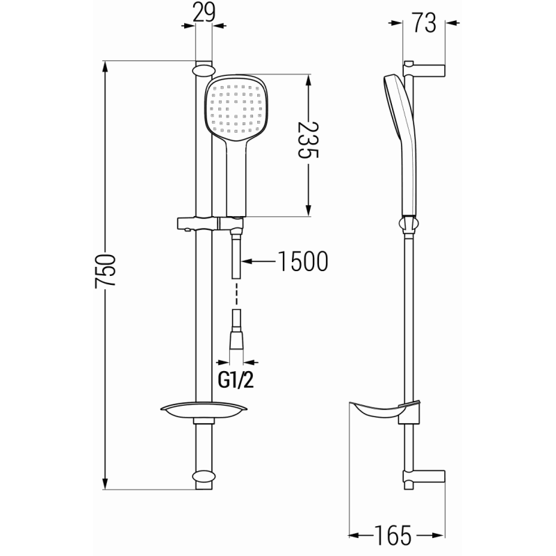 Mexen DB33 posuvná sprchová súprava, chróm - 785334584-00