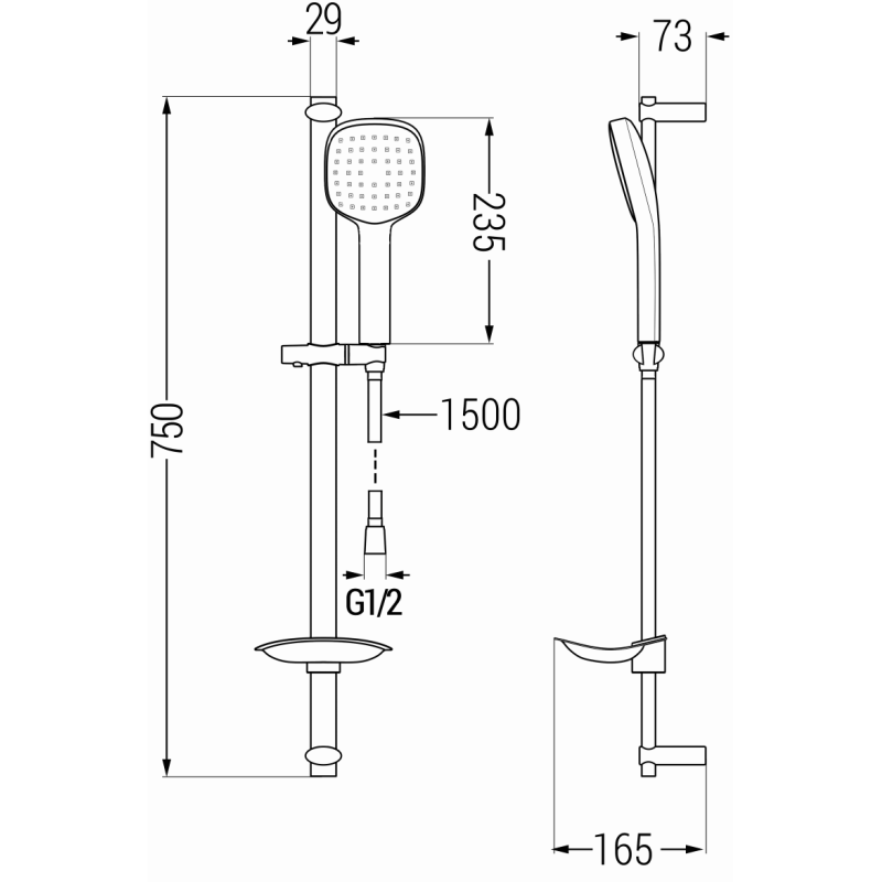 Mexen DB33 sprchová súprava posuvná, chróm - 785334584-00