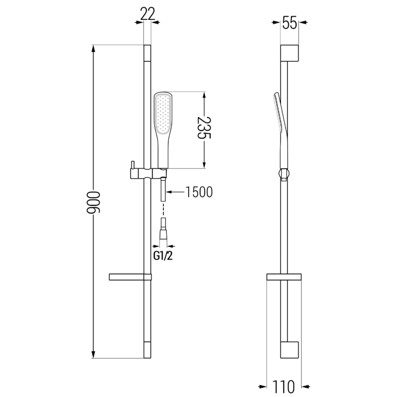 Mexen DS49 posuvná sprchová sada, čierna/zlatá - 785494583-57