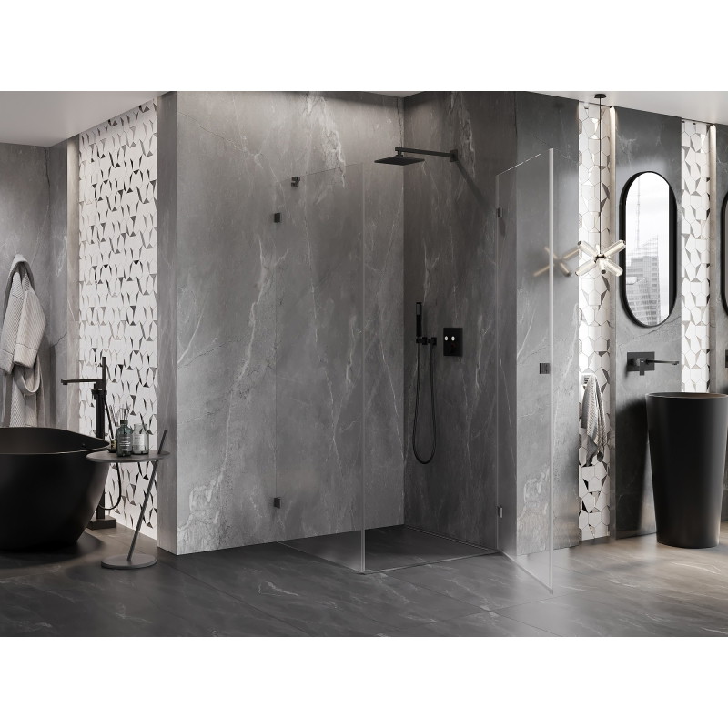 Mexen Lunar-B sprchový kút otočný pravý 100 x 100 cm, priehľadný, brúsená gun gray - 832-100-100-66-00-P