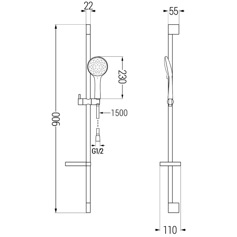 Mexen DS74 posuvná sprchová sada, chróm - 785744583-00