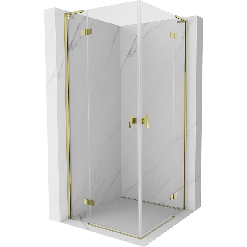 Mexen Mist-H L Duo sprchový kút 70 x 70 cm, priehľadný, zlatý - 8A5L-070L-070P-50-00