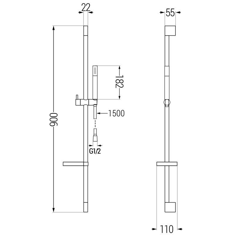 Mexen DS70 súprav sprchová posuvná, čierna - 785704583-70