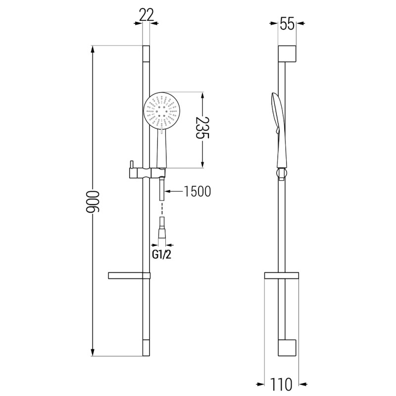 Mexen DS67 posuvná sprchová súprava, chróm - 785674583-00