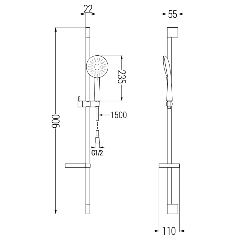 Mexen DS67 sprchová sada posuvná, chróm - 785674583-00