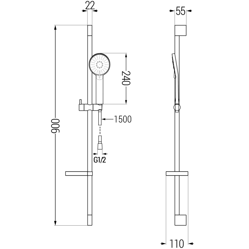 Mexen DS40 sprchový set posuvný, čierny - 785404583-70