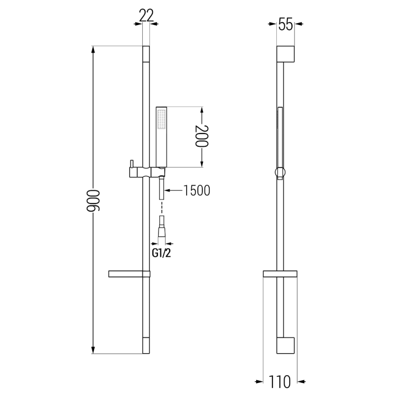 Mexen DS00 posuvná sprchová súprava, chróm - 785004583-00