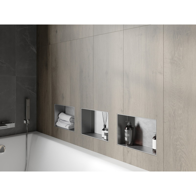 Mexen X-Wall-NR nástenná polica bez obruby 30 x 20 cm, inox - 1911302010