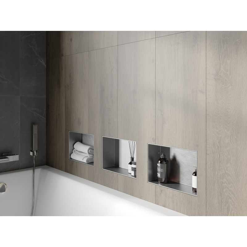 Mexen X-Wall-NR nástenná polica bez príruby 30 x 20 cm, inox - 1911302010
