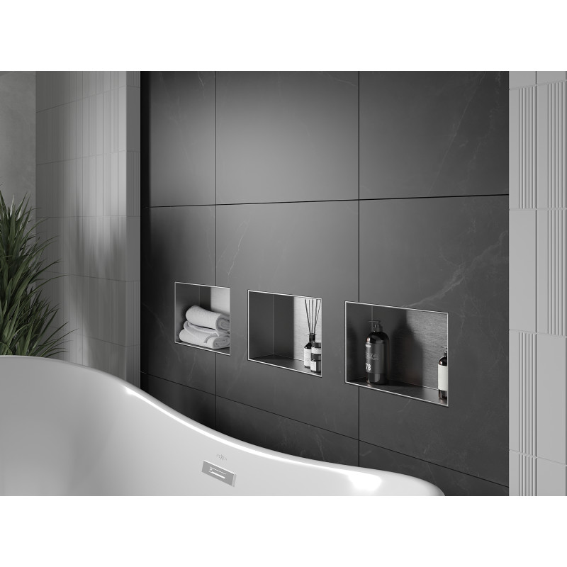 Mexen X-Wall-NR nástenná polica bez príruby 30 x 20 cm, inox - 1911302010