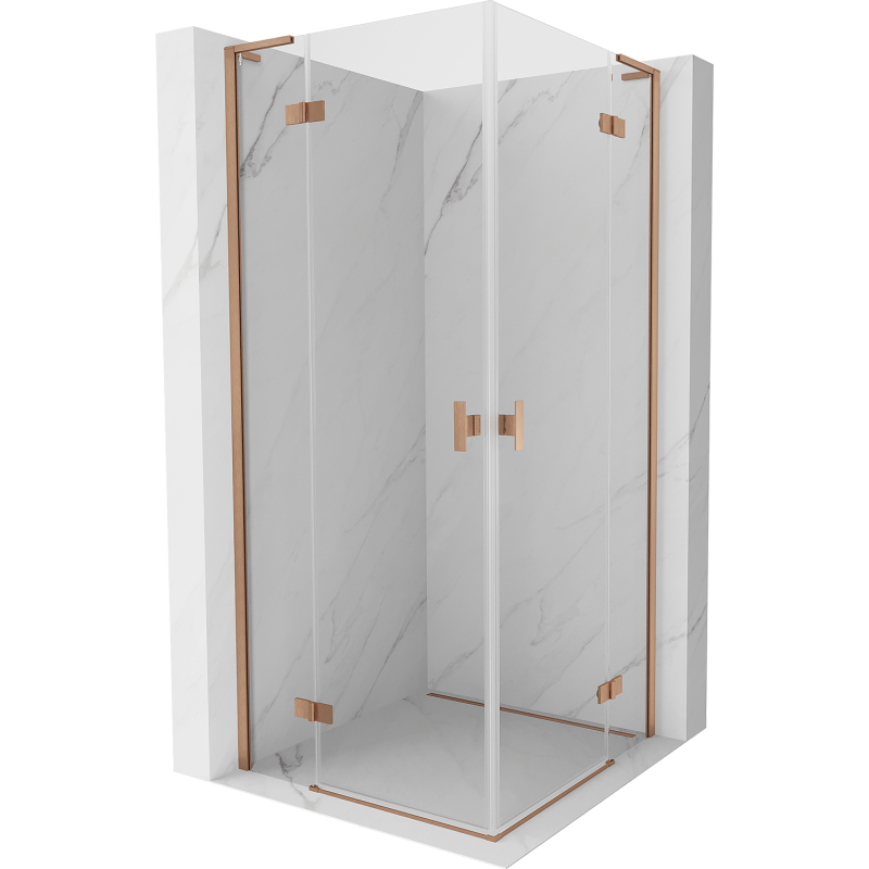 Mexen Mist-H L Duo sprchová kabína otočná 70 x 70 cm, priehľadná, kartáčovaná meď - 8A5L-070L-070P-65-00