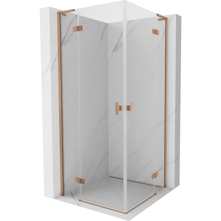 Mexen Mist-H L Duo sprchová kabína otočná 70 x 70 cm, priehľadná, kartáčovaná meď - 8A5L-070L-070P-65-00