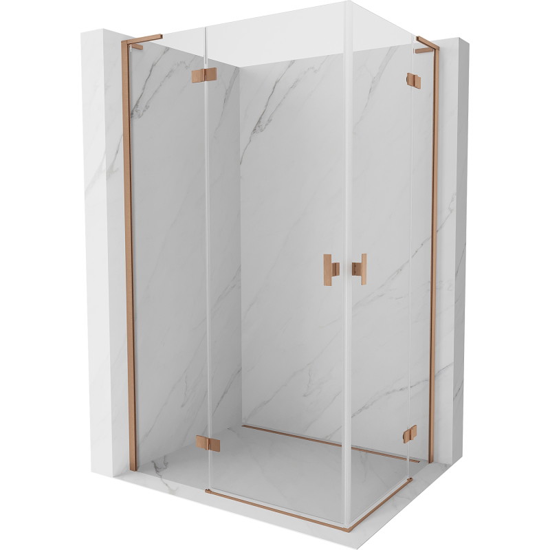 Mexen Mist-H L Duo sprchový kút otočný ľavý 90 x 70 cm, transparentný, brúsená meď - 8A5L-090L-070P-65-00