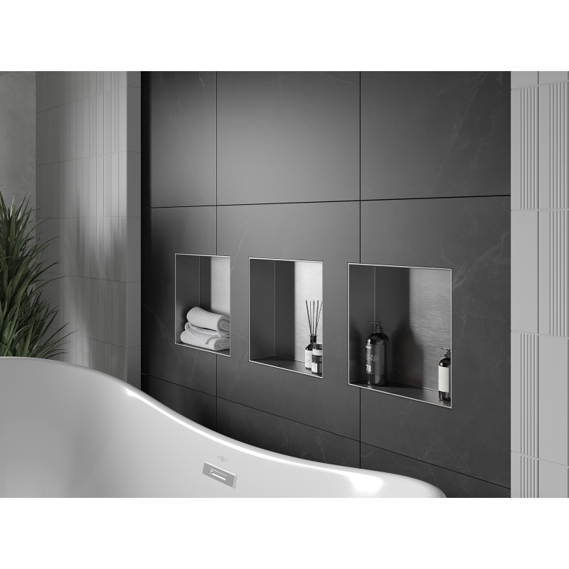 Mexen X-Wall-NR nástenná polica bez prírub 30 x 30 cm, inox - 1911303010