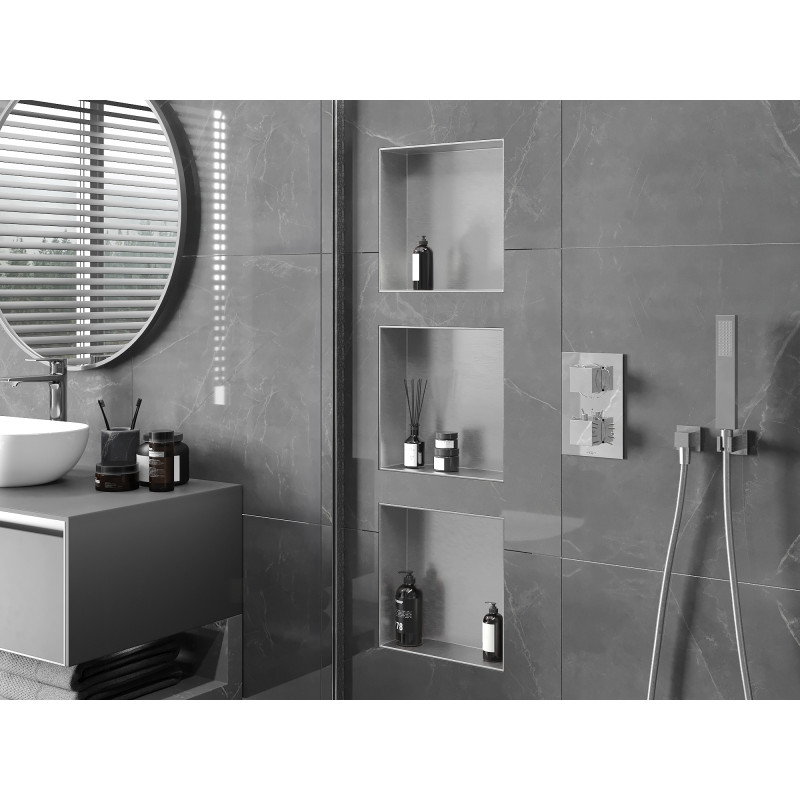 Mexen X-Wall-NR nástenná polica bez prírub 30 x 30 cm, inox - 1911303010