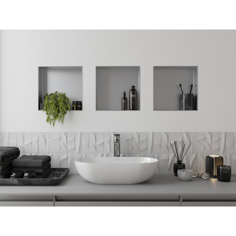 Mexen X-Wall-NR stenová polica bez príruby 30 x 30 cm, inox - 1911303010