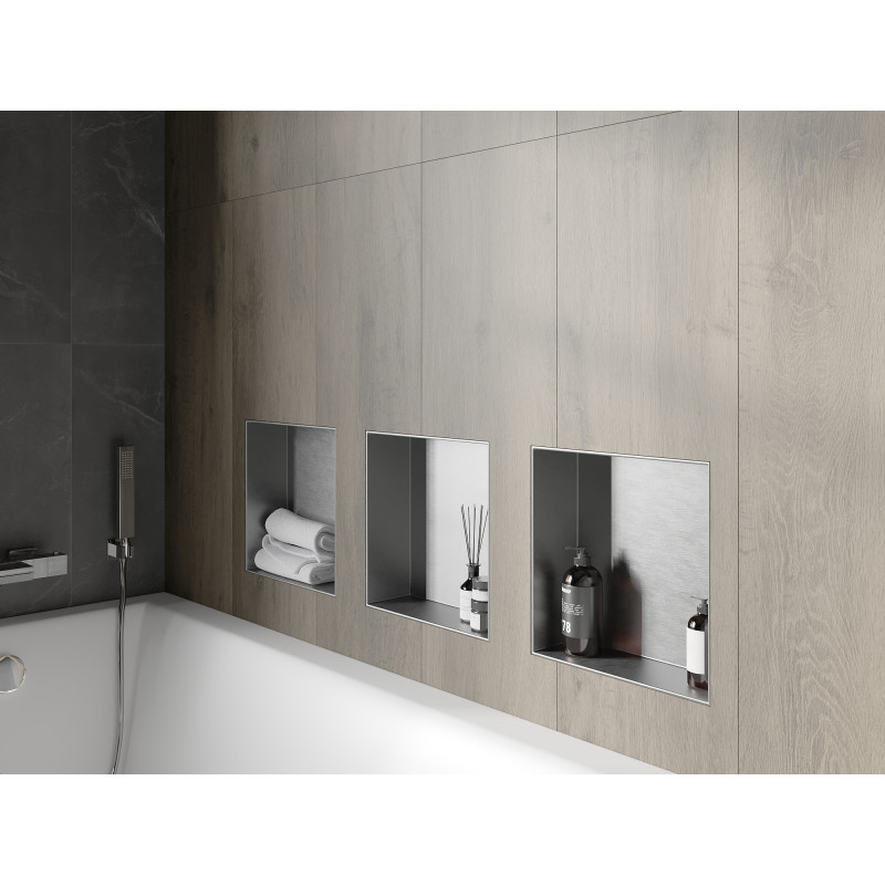 Mexen X-Wall-NR nástenná polica bez prírub 30 x 30 cm, inox - 1911303010