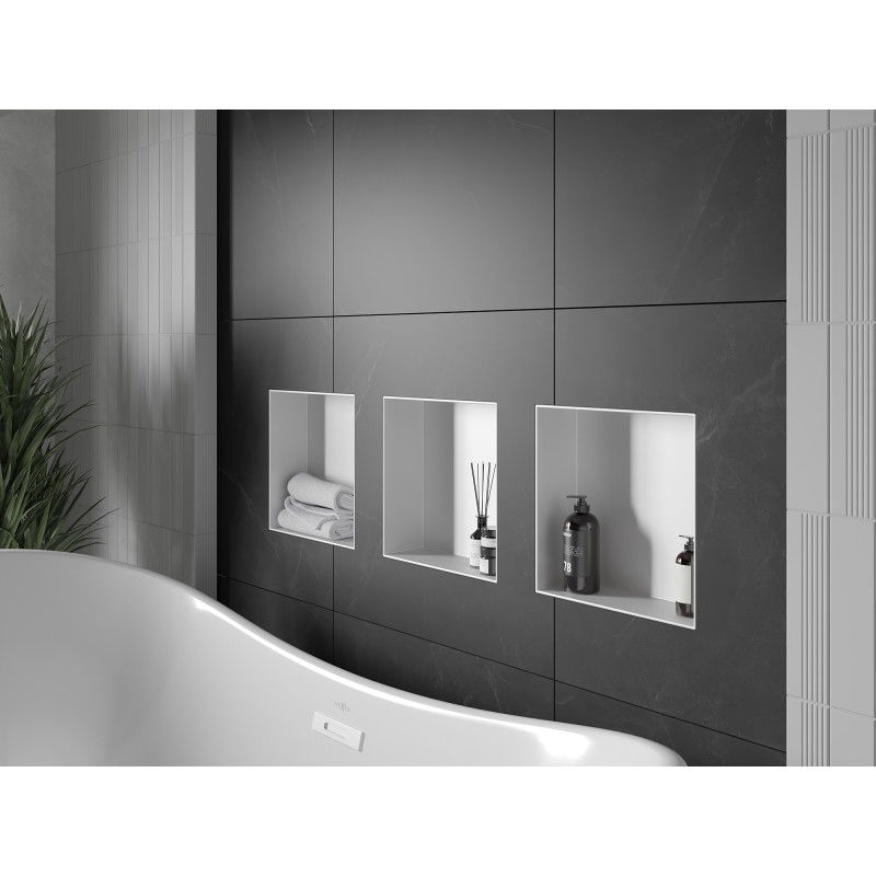 Mexen X-Wall-NR vstavaná polička bez lemu 30 x 30 cm, biela - 1921303010