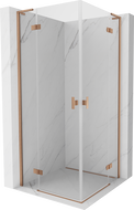 Mexen Mist-H L Duo sprchový kút otvárací 90 x 90 cm, transparentný, brúsená meď - 8A5L-090L-090P-65-00