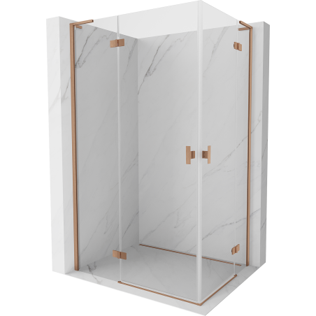 Mexen Mist-H L Duo sprchový kút s otváracími dverami 70 x 100 cm, priehľadný, brúsená meď - 8A5L-070L-100P-65-00