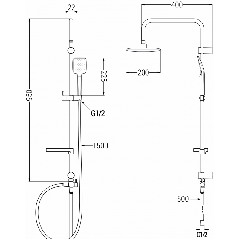 Mexen X62 sprchový stĺp, čierny - 798626291-70