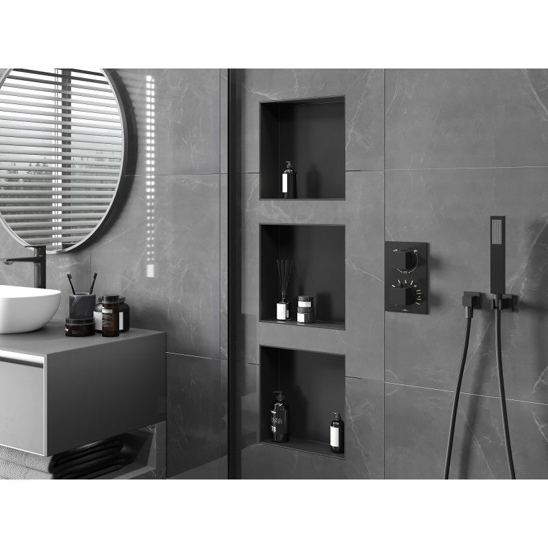 Mexen X-Wall-NR výklenková polica bez príruby 30 x 30 cm, čierna - 1971303010