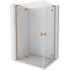 Mexen Mist-H L Duo sprchový kút s otváracími dvermi 75 x 105 cm, transparentný, brúsená meď - 8A5L-075L-105P-65-00