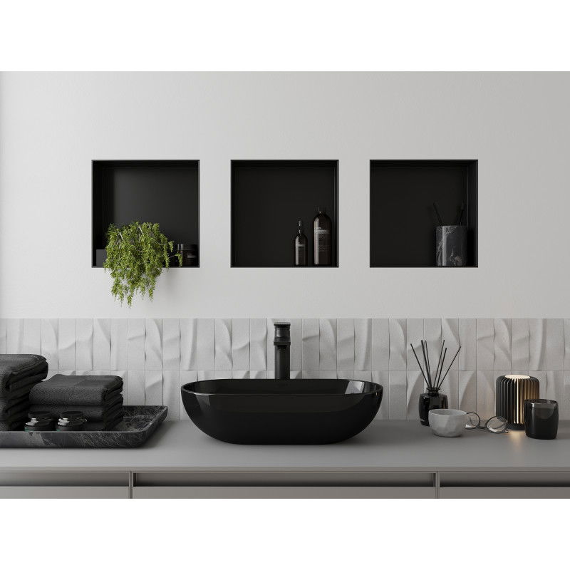 Mexen X-Wall-NR výklenková polica bez príruby 30 x 30 cm, čierna - 1971303010