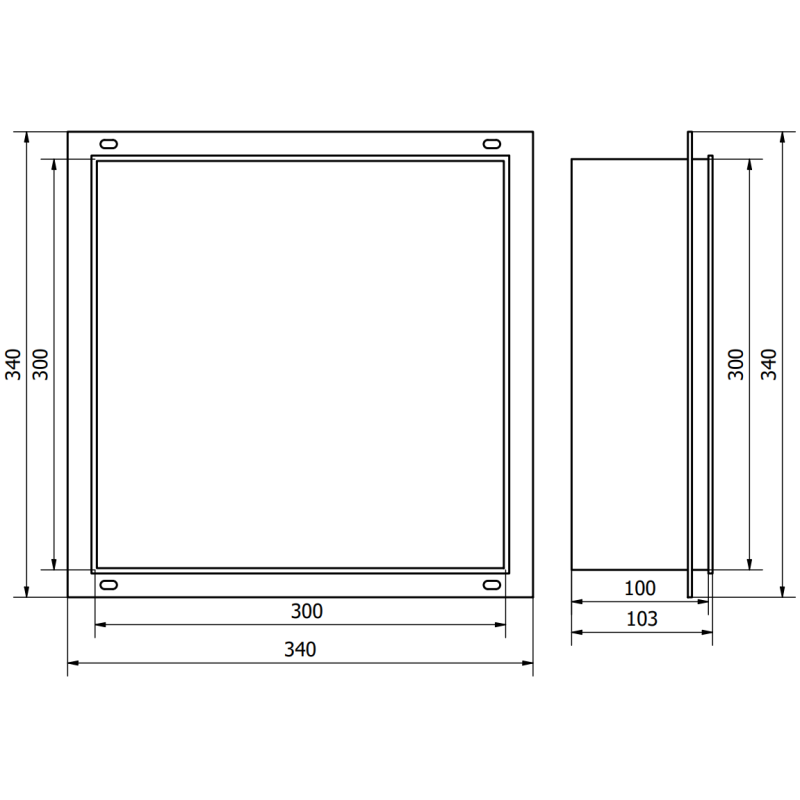 Mexen X-Wall-NR nástenná polica bez prírub 30 x 30 cm, inox - 1911303010