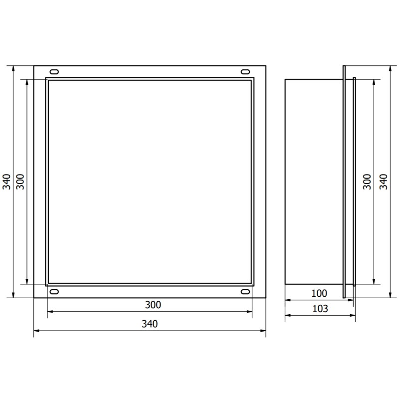 Mexen X-Wall-NR nástenná polica bez príruby 30 x 30 cm, inox - 1911303010