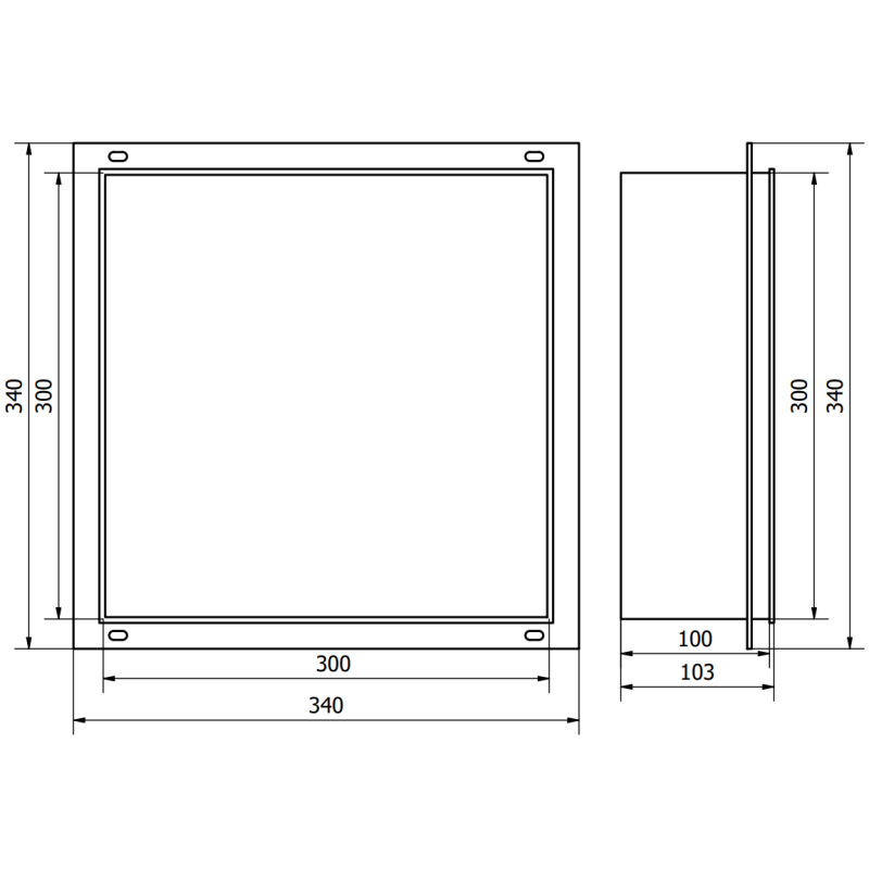Mexen X-Wall-NR výklenková polica bez príruby 30 x 30 cm, čierna - 1971303010