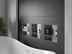 Mexen X-Wall-NR zapustená polica bez obruby s poličkou 30 x 30 cm, inox - 1911303010S
