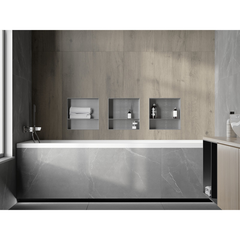 Mexen X-Wall-NR nástenná nika bez lemovania s policou 30 x 30 cm, inox - 1911303010S