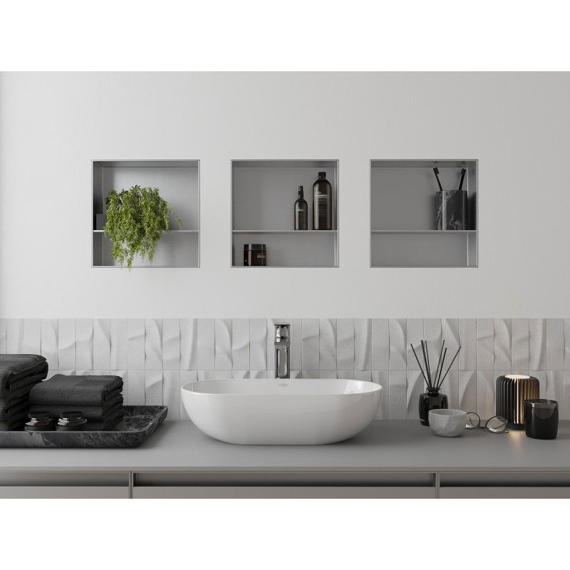 Mexen X-Wall-NR Nástenná polica bez lemu s policou 30 x 30 cm, inox - 1911303010S