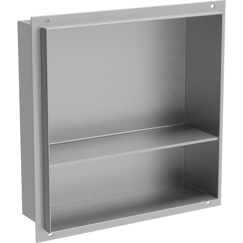 Mexen X-Wall-NR nástenná polica bez okraja s policou 30 x 30 cm, inox - 1911303010S