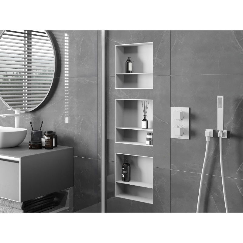 Mexen X-Wall-NR výklenková polica bez príruby s policou 30 x 30 cm, biela - 1921303010S