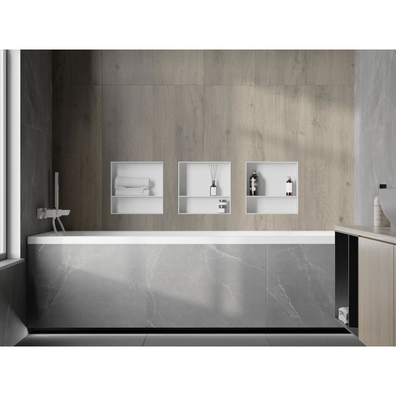 Mexen X-Wall-NR výklenková polica bez príruby s policou 30 x 30 cm, biela - 1921303010S