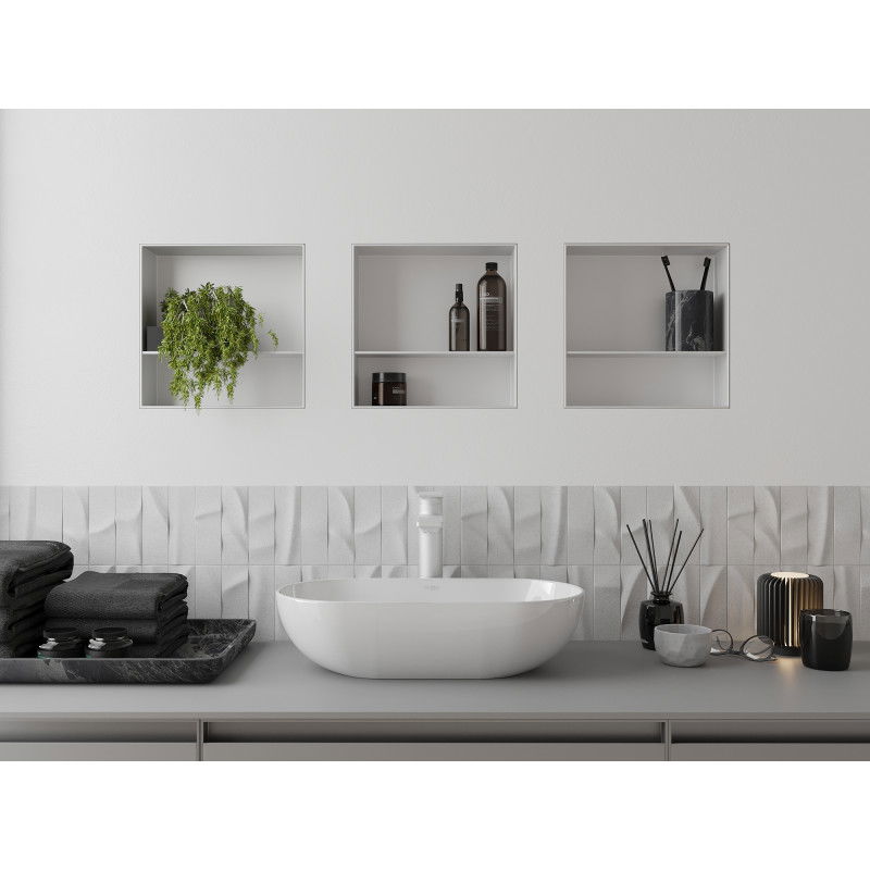 Mexen X-Wall-NR výklenková polica bez príruby s policou 30 x 30 cm, biela - 1921303010S